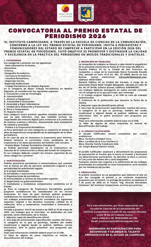 Abrirán convocatoria para integrar el Comité del Premio Estatal de Periodismo 2026